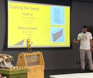 Mr. Armond Wilbourn presenting beekeeping information at a Lincoln University program.