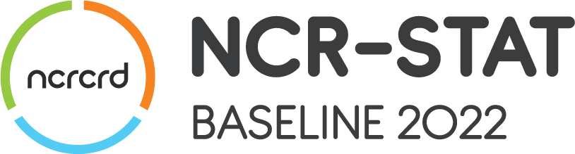 Logo for the NCR-Stat: Baseline 2022 survey. Circle with three color segments - orange, green and blue.