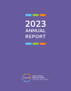Image of the cover of the NCRCRD 2023 Annual Report. Purple background with NCRCRD logo.