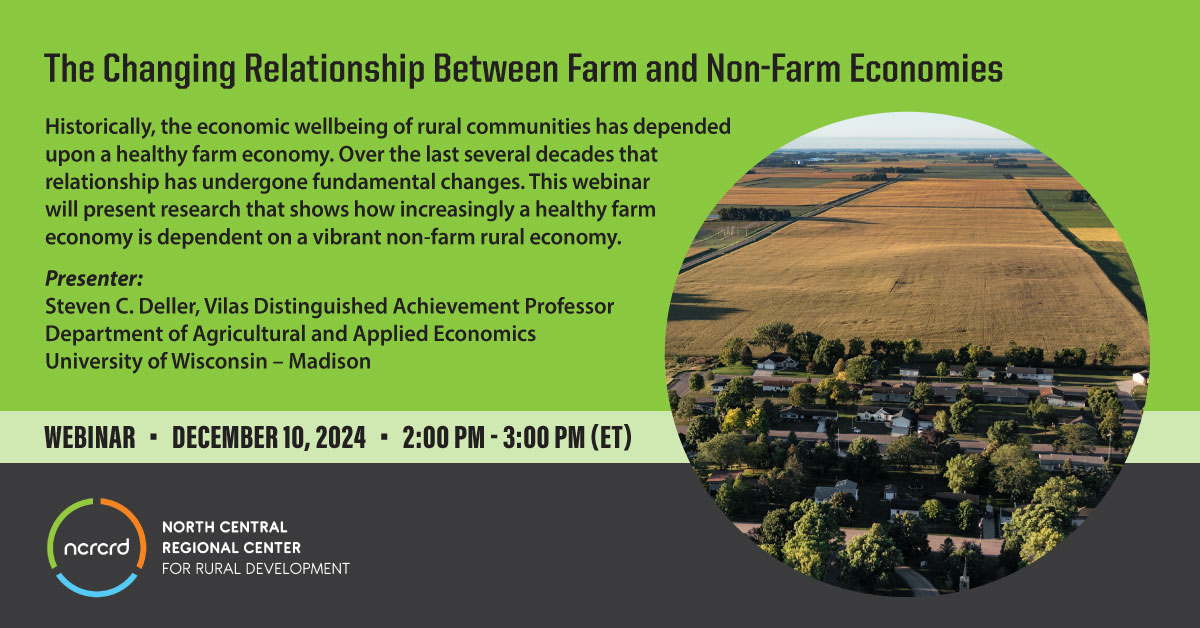 December 2024 webinar graphic showing an aerial view of farmland.