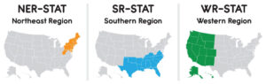 NER-Stat (Northeast Region), SR-Stat (Southern Region), and WR-Stat (Western Region) and showing maps of each region.