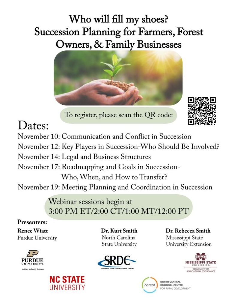 image of hands holding soil and a young plant and text