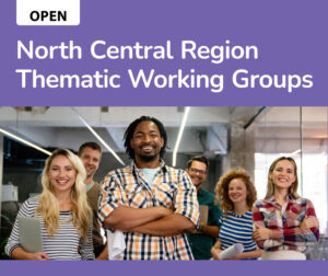 Thematic Working Group RFP banner. Image of a group of smiling adults.