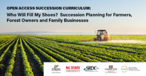 tractor in a farm field with text Who Will Fill My Shoes Curriculum